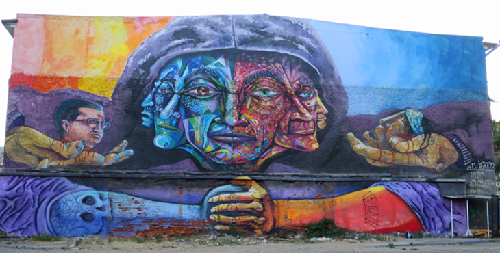 graffitis de Valparaiso - mural de arte urbano